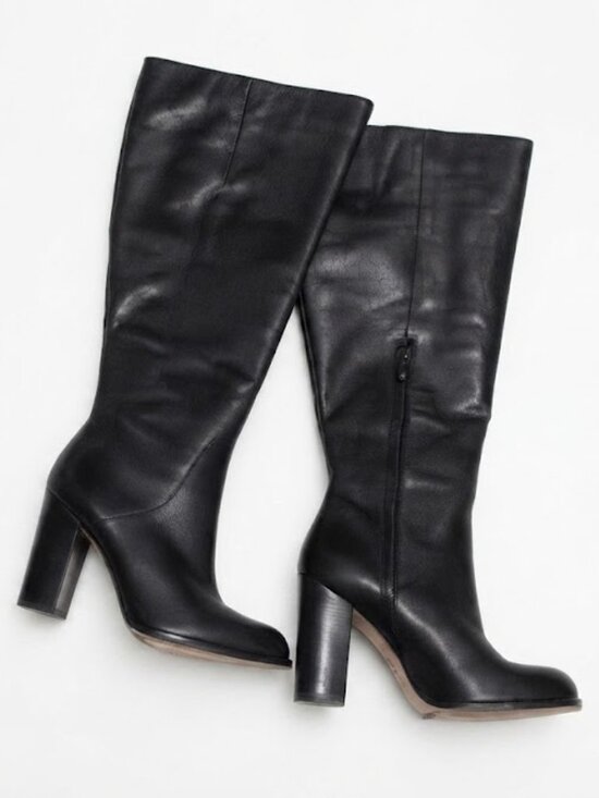 Sam Edelman Shoes - Sam Edelman Black Leather Tall Knee High Heel Boots Wide Calf Size 7.5